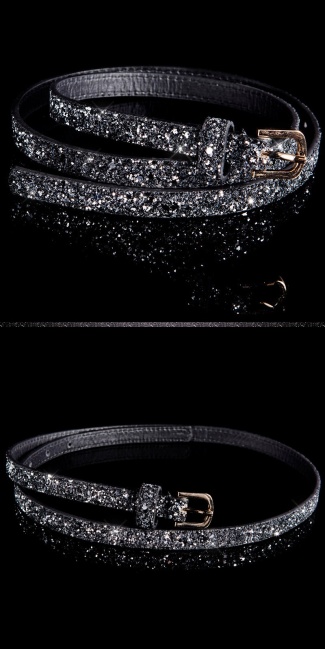 Trendy belt with glitter Blacksilver